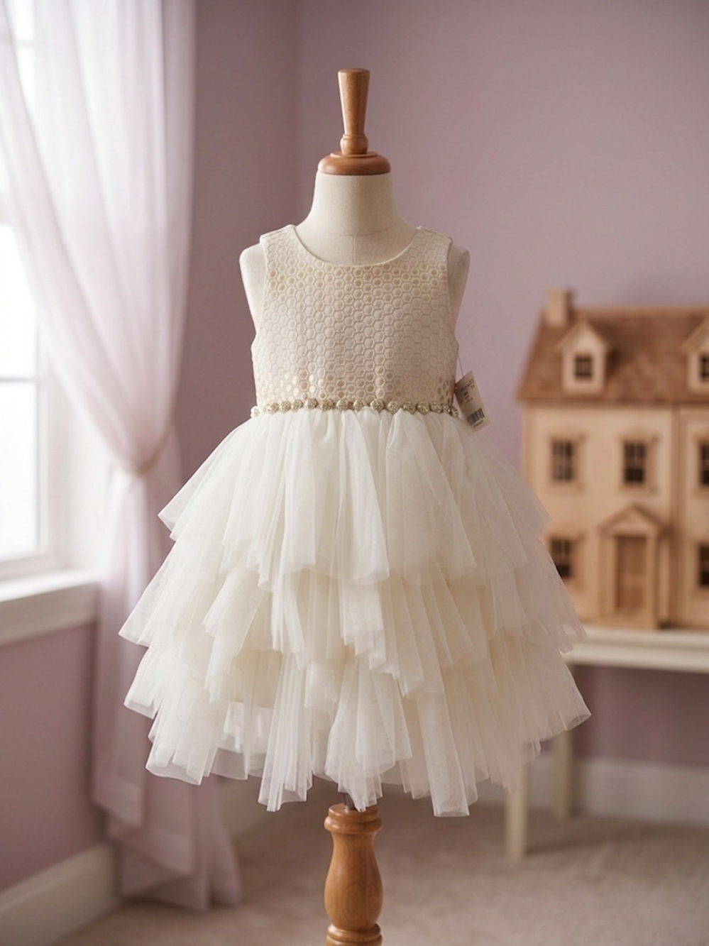 American Princess Cream Layered Tulle Party Dress